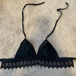 Black Lace Trim Bralette Swim top